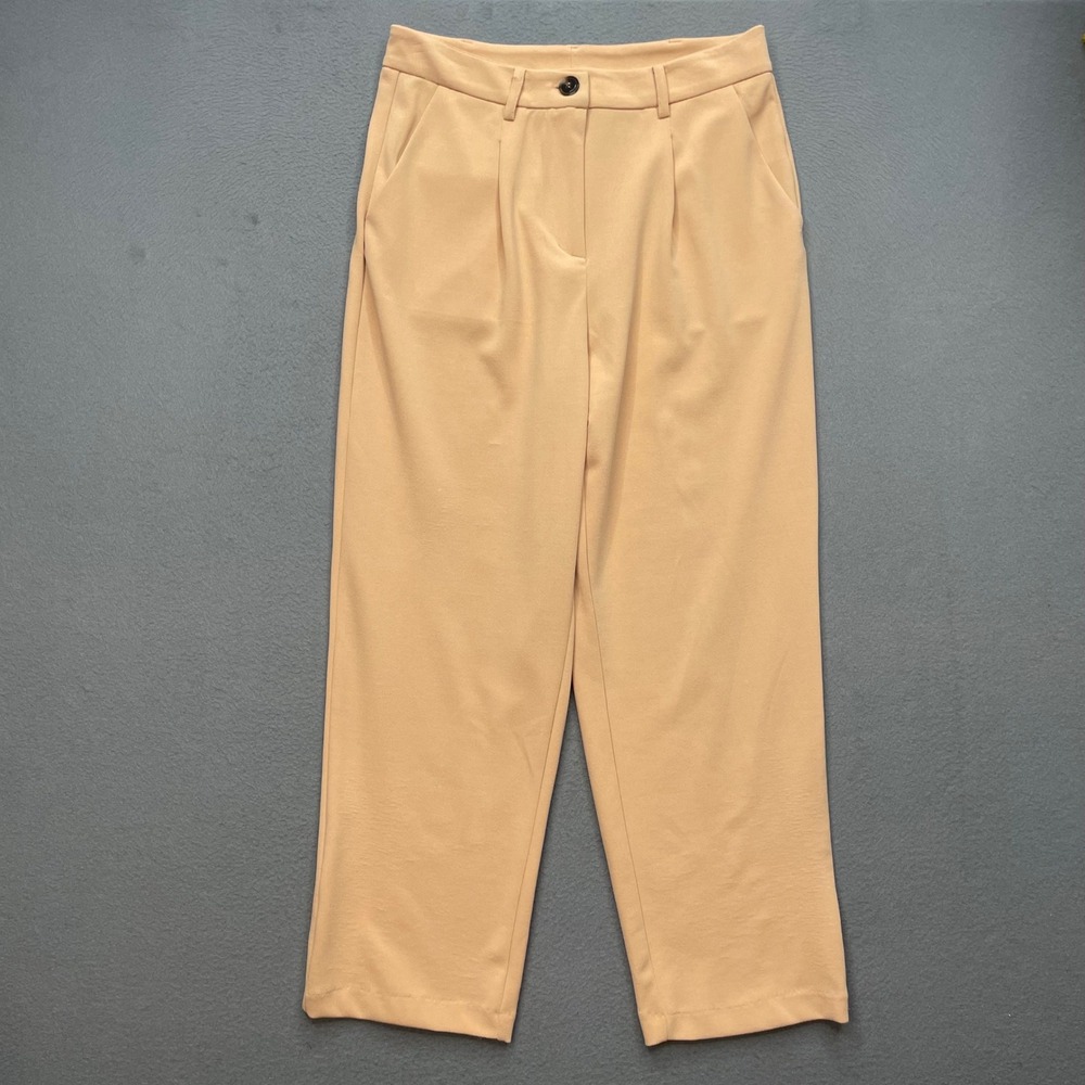 Good Luck Gem Women M Camel Pleated Ankle Trouser Pants Old Money Workwear